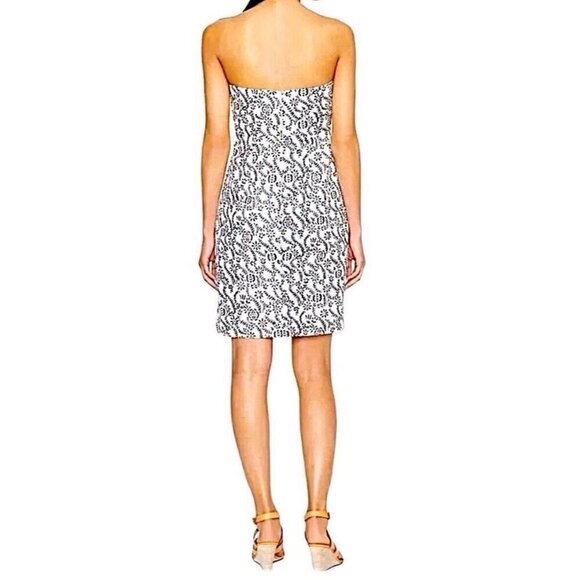J.CREW Floral Embroidered Strapless Dress Ivory Blue MODAL Size 10 - Picture 7 of 15